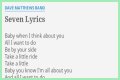 
                    Dave Matthews Band
                     – 
                    Seven lyrics
                